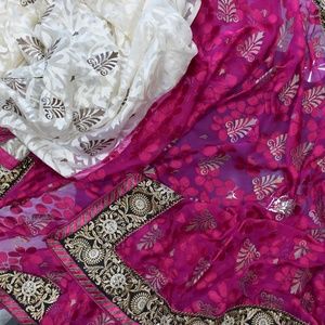 Brasso saree fully stitched blouse satin petticoat